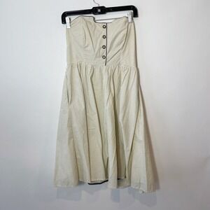 Anthro Girls from Savoy Polka Dot Strapless A-line Dress Black Size 8 Silk Trim